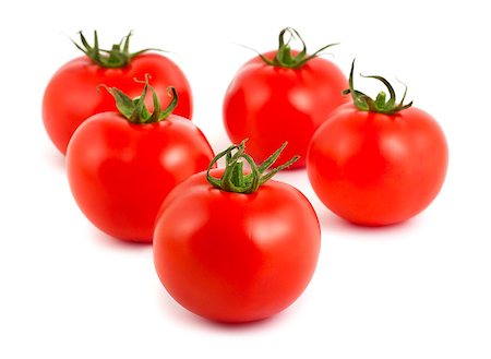 simsearch:400-06138091,k - Five ripe tomatoes isolated on white background Foto de stock - Super Valor sin royalties y Suscripción, Código: 400-04405207