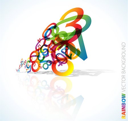 Abstract background with colorful rainbow numbers Stock Photo - Budget Royalty-Free & Subscription, Code: 400-04405226