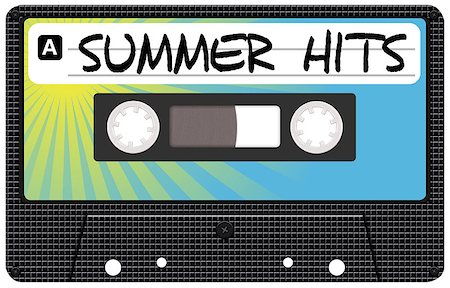Illustration of Retro Audio Cassette Tape With Summer Hits Sign Stock Photo - Budget Royalty-Free & Subscription, Code: 400-04405469