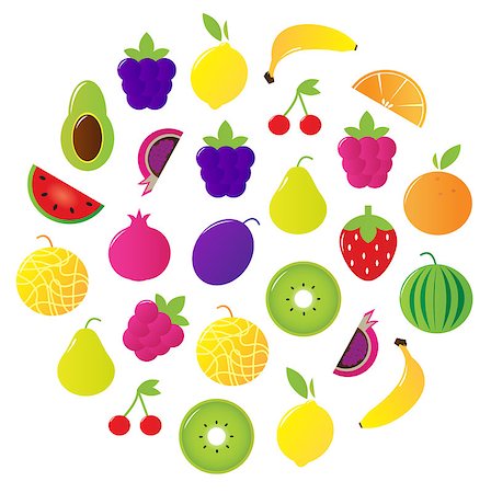 simsearch:400-04913445,k - Stylized fresh fruit circle. Vector Illustration. Photographie de stock - Aubaine LD & Abonnement, Code: 400-04405475