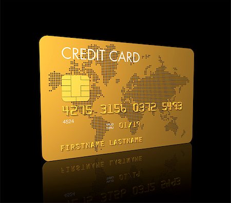 simsearch:400-04376788,k - Gold credit card, 3D render isolated on black Stock Photo - Budget Royalty-Free & Subscription, Code: 400-04405477