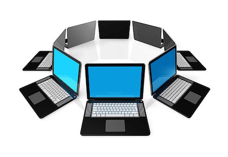 simsearch:400-04854535,k - 3D black laptop computers isolated on white Stock Photo - Budget Royalty-Free & Subscription, Code: 400-04405479