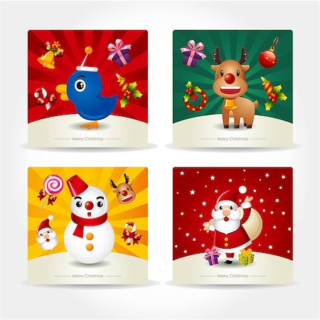 ribbon for christmas cartoon - cute christmas card Stock Photo - Budget Royalty-Free & Subscription, Code: 400-04405489