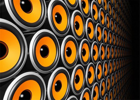 three dimensional orange speakers wall Photographie de stock - Aubaine LD & Abonnement, Code: 400-04405494