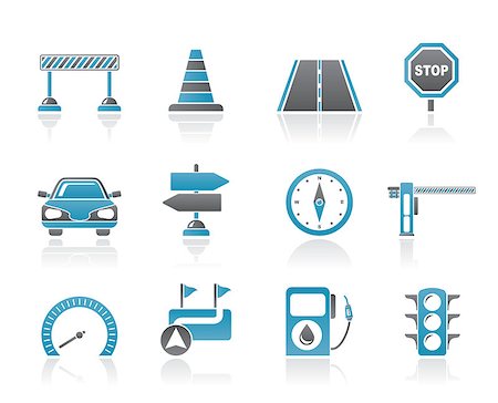 stop sign and road - Road, navigation and traffic  icons - vector icon set Stock Photo - Budget Royalty-Free & Subscription, Code: 400-04405957