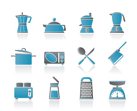 food equipment icon - kitchen and household equipment icon - vector icon set Stock Photo - Budget Royalty-Free & Subscription, Code: 400-04405961
