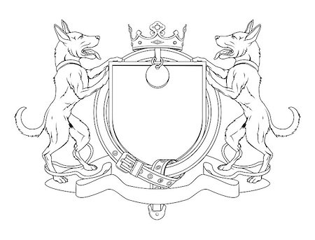 simsearch:400-05260635,k - Dog pets heraldic shield coat of arms. Notice the collar instead of garter. Stockbilder - Microstock & Abonnement, Bildnummer: 400-04406137