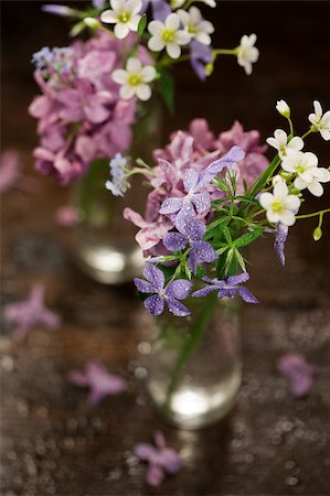 simsearch:400-04406240,k - Beautiful spring flowers in a vase on wooden background Stock Photo - Budget Royalty-Free & Subscription, Code: 400-04406246