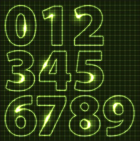 simsearch:400-05678366,k - Set of green neon numbers Stockbilder - Microstock & Abonnement, Bildnummer: 400-04406304