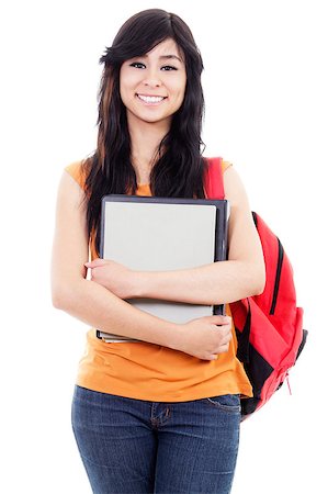 Stock image of cheerful female student isolated on white background Foto de stock - Royalty-Free Super Valor e Assinatura, Número: 400-04406319