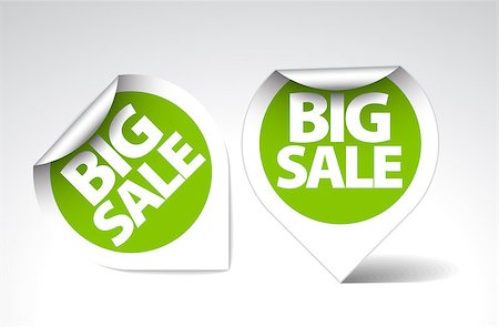 simsearch:400-05066572,k - Round Labels / stickers for big sale - green with white border Foto de stock - Royalty-Free Super Valor e Assinatura, Número: 400-04406334
