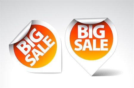 simsearch:400-05066572,k - Round Labels / stickers for big sale - orange with white border Foto de stock - Royalty-Free Super Valor e Assinatura, Número: 400-04406335