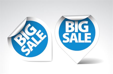 simsearch:400-05066572,k - Round Labels / stickers for big sale - blue  with white border Foto de stock - Royalty-Free Super Valor e Assinatura, Número: 400-04406333