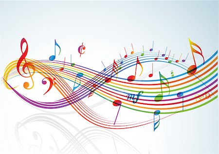 Music theme - rainbow notes on light background Foto de stock - Super Valor sin royalties y Suscripción, Código: 400-04406340