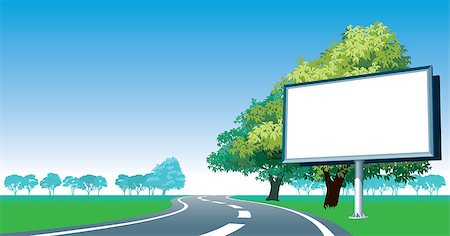 empty modern road - Blank billboard and roadside trees at the road. Stock Photo - Budget Royalty-Free & Subscription, Code: 400-04406371