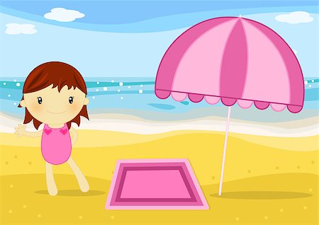 Summer time digital illustration with children having fun at seaside Stock Photo - Budget Royalty-Free & Subscription, Code: 400-04406426