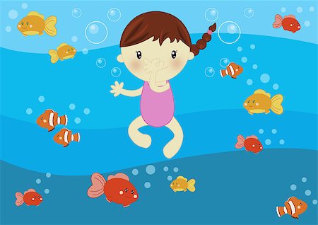 simsearch:400-05279016,k - Summer time digital illustration with children having fun at seaside Photographie de stock - Aubaine LD & Abonnement, Code: 400-04406432