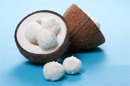 Homemade coconut sweets and fresh coconut Stock Photo - Budget Royalty-Free & Subscription, Code: 400-04406597