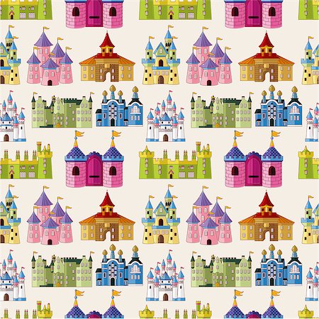 simsearch:400-04415246,k - cartoon Fairy tale castle seamless pattern Foto de stock - Royalty-Free Super Valor e Assinatura, Número: 400-04406784