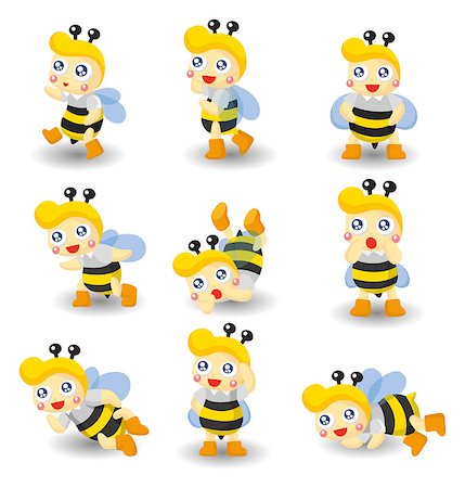 cartoon bee boy icon set Foto de stock - Super Valor sin royalties y Suscripción, Código: 400-04407144