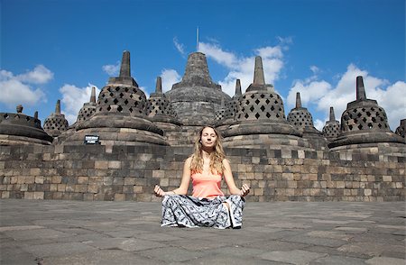 Meditation at Borobudur temple in Jogjakarta, Java, Indonesia Stock Photo - Budget Royalty-Free & Subscription, Code: 400-04407257