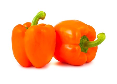 simsearch:400-04300921,k - Two ripe orange peppers isolated on white background Photographie de stock - Aubaine LD & Abonnement, Code: 400-04407420