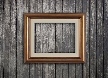 Vintage wooden frame on a wood made wall. Photographie de stock - Aubaine LD & Abonnement, Code: 400-04407477