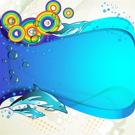 simsearch:400-06355861,k - Colored circles with dolphins and drops of water Photographie de stock - Aubaine LD & Abonnement, Code: 400-04407500