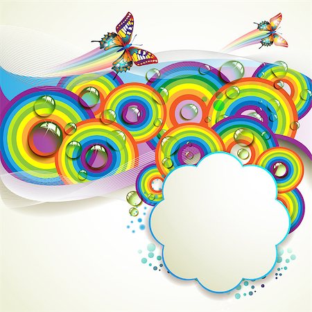 simsearch:400-06355861,k - Background with butterflies and drops of water over rainbow Photographie de stock - Aubaine LD & Abonnement, Code: 400-04407533