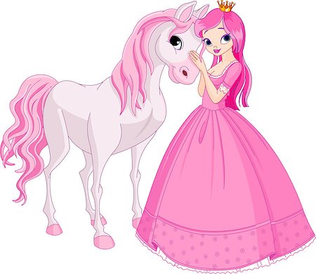 fairytale costumes for girls - The Beautiful princess and her cute horse Stock Photo - Budget Royalty-Free & Subscription, Code: 400-04407565