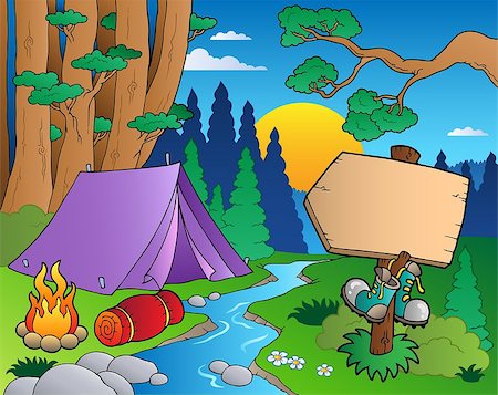 Cartoon forest landscape 6 - vector illustration. Stock Photo - Budget Royalty-Free & Subscription, Code: 400-04407784