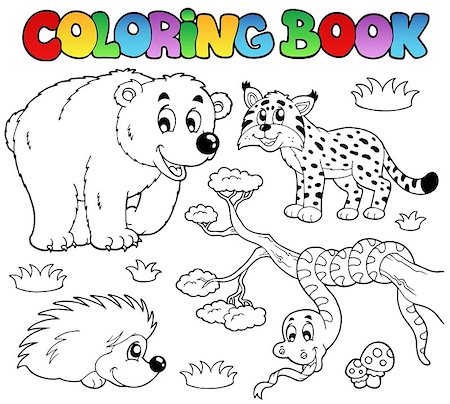 Coloring book with forest animals 3 - vector illustration. Stock Photo - Budget Royalty-Free & Subscription, Code: 400-04407795