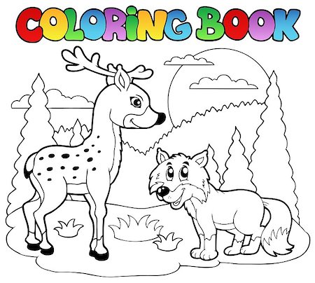 simsearch:400-06749067,k - Coloring book with happy animals 1 - vector illustration. Photographie de stock - Aubaine LD & Abonnement, Code: 400-04407797