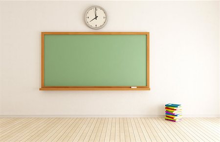 reloj de sol - empty classroom with green blackboard and stack of book - rendering Photographie de stock - Aubaine LD & Abonnement, Code: 400-04407799