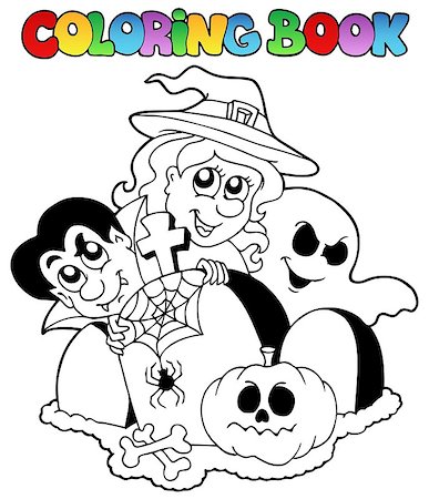 simsearch:400-06091829,k - Coloring book Halloween topic 1 - vector illustration. Fotografie stock - Microstock e Abbonamento, Codice: 400-04407790