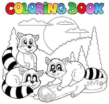 paintings on forest animals - Coloring book with happy animals 3 - vector illustration. Stock Photo - Budget Royalty-Free & Subscription, Code: 400-04407800