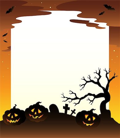 Frame with Halloween scenery 1 - vector illustration. Stock Photo - Budget Royalty-Free & Subscription, Code: 400-04407812
