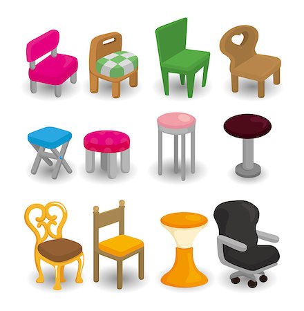 cartoon chair furniture icon set Stock Photo - Budget Royalty-Free & Subscription, Code: 400-04407908