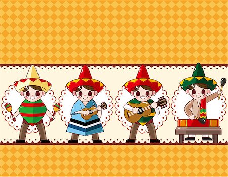 cartoon Mexican music band ,board card,vector Stock Photo - Budget Royalty-Free & Subscription, Code: 400-04407932