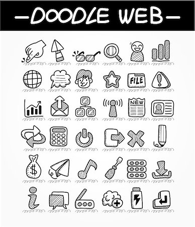 simsearch:400-04649079,k - web doodle icon set Stockbilder - Microstock & Abonnement, Bildnummer: 400-04407940