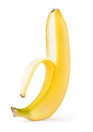 simsearch:400-08114943,k - Half peeled banana isolated on a white background Stock Photo - Budget Royalty-Free & Subscription, Code: 400-04408151
