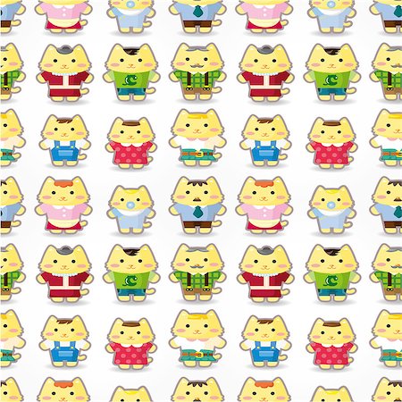 pretty cartoon mother - sweet cat family seamless pattern Stock Photo - Budget Royalty-Free & Subscription, Code: 400-04408478