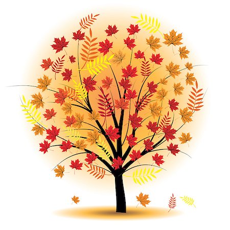 Beautiful autumn tree. Design element. Fall illustration. Stock Photo - Budget Royalty-Free & Subscription, Code: 400-04408506