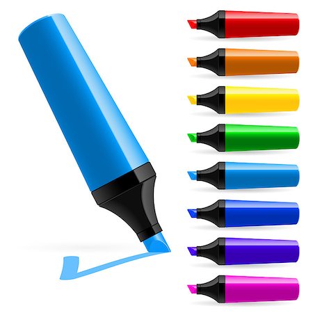 simsearch:400-05044785,k - Realistic multi-colored markers. Illustration on white background Stockbilder - Microstock & Abonnement, Bildnummer: 400-04409081