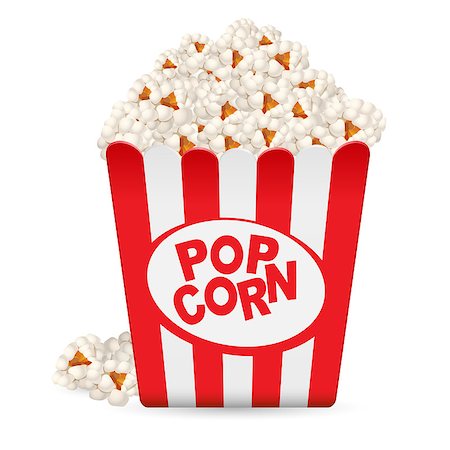 paper bag for corn - Popcorn in a striped tub. Illustration on white background Stock Photo - Budget Royalty-Free & Subscription, Code: 400-04409083