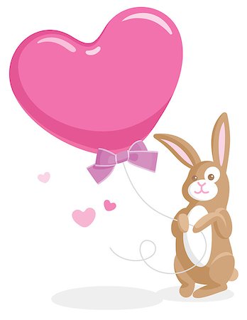 rabbit butterfly picture - Greeting card with cute bunny holding a big heart-shaped balloon Stock Photo - Budget Royalty-Free & Subscription, Code: 400-04409133