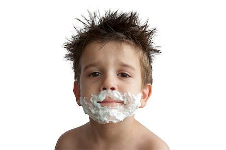 shaving son - A little boy shaving. Isolated on white Stock Photo - Budget Royalty-Free & Subscription, Code: 400-04409547