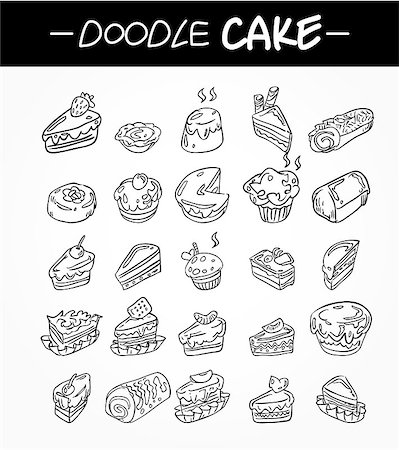 hand draw cartoon cake icons set Photographie de stock - Aubaine LD & Abonnement, Code: 400-04409669