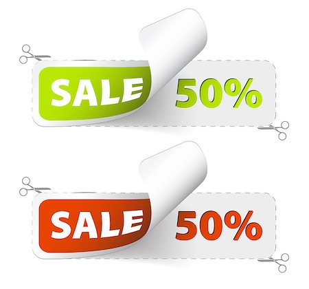 remise (rabais) - Red and green sale coupons (50% discount) Photographie de stock - Aubaine LD & Abonnement, Code: 400-04409739