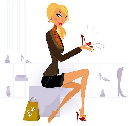 Vector Illustration of shopping cute woman. Stock Photo - Budget Royalty-Free & Subscription, Code: 400-04409769